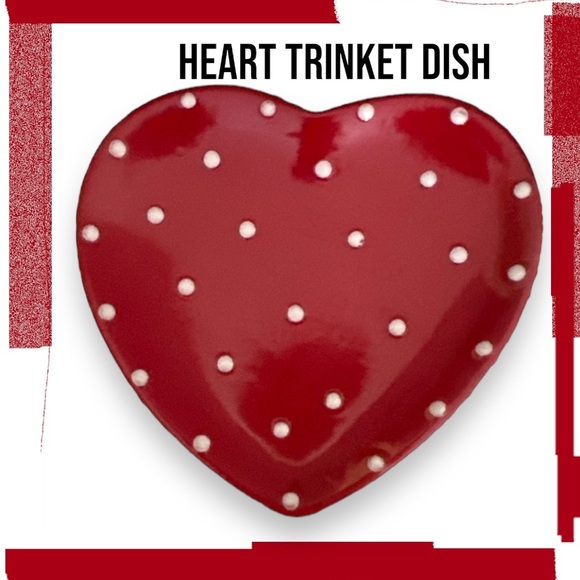 Heart Trinket Tray or Soap Dish- polkadot, red and white heart plate - Picture 1 of 7